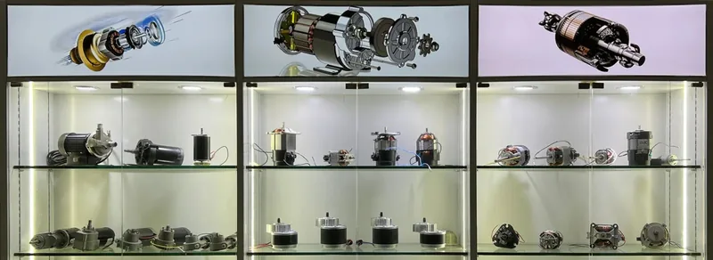 AMOTIC motor showroom: universal, PMDC and BLDC motors on display